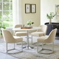 thumbnail image 3 of Leick Home Barrel Back Dining Chairs with Metal Base, Oatmeal/Pewter (Set of 2), 3 of 18