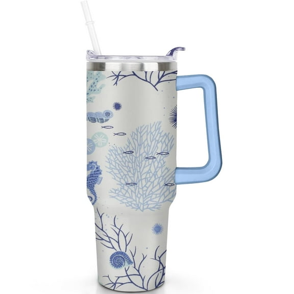 40oz Starfish Tumblers Handle Flip Straw Lid Travel 40 oz Starfish Tumbler with Lids Straws Vacuum Insulated Leak Proof Cup Mug Gifts for Men Women Travel Tumbler Must Have