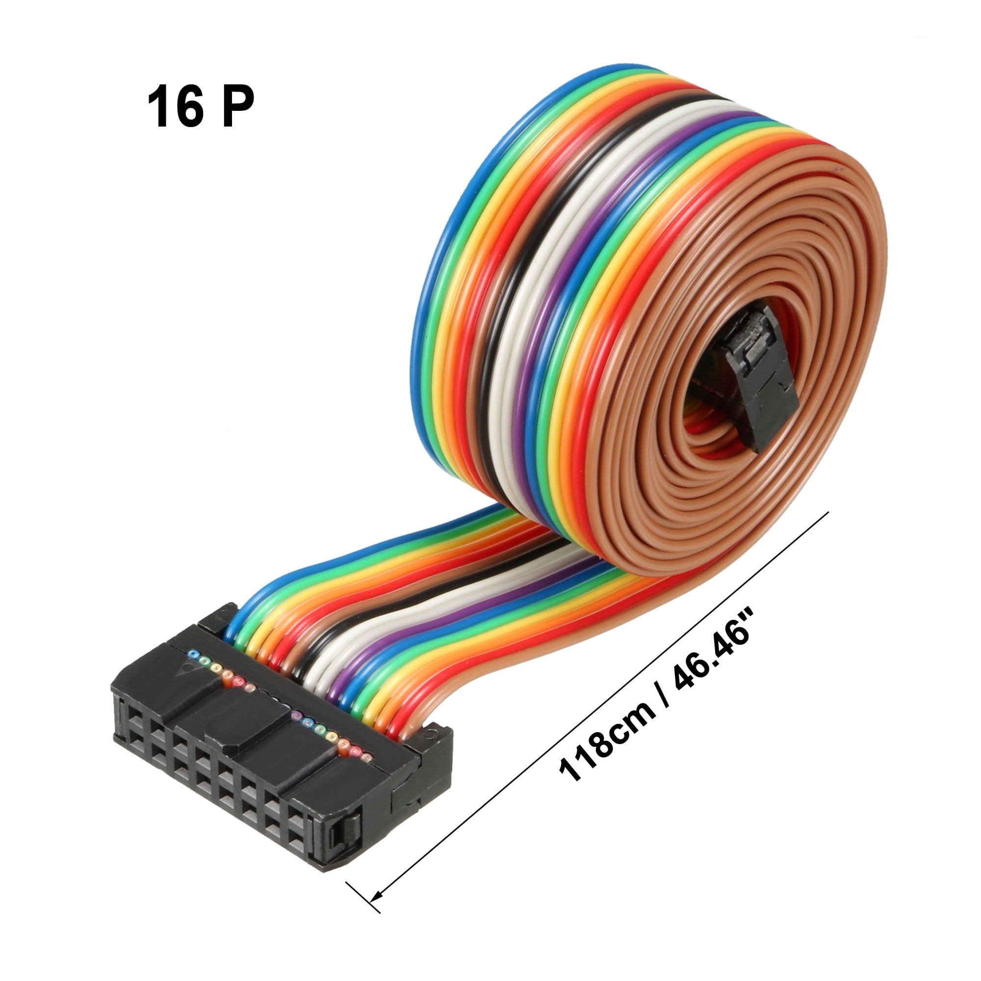 Hilitchi 16ft/5m 10 Wire Rainbow Color Flat Ribbon IDC Wire Cable