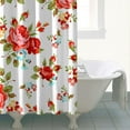 thumbnail image 3 of Floral Shower Curtain Watercolor Botanical Bathroom Decor Rustic Flower Design Fabric Bath Curtain for Tub Country Style Home Accessories with Hooks，84x72in, 3 of 5