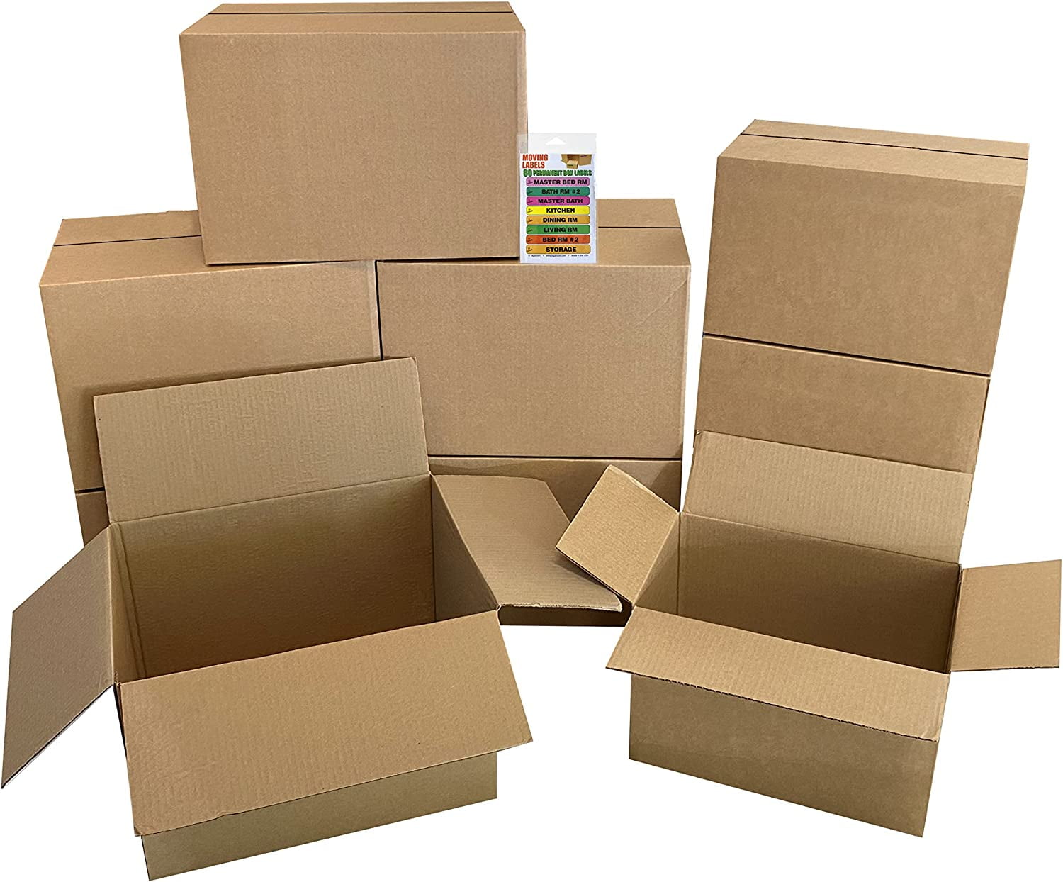 Uboxes Moving Box Combo Pack - 4 Smalls, 6 Mediums, & Moving Labels