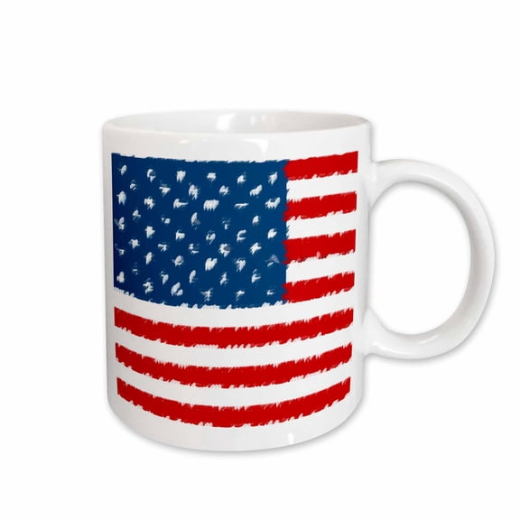 3drose, Painted American Flag- Patriotic Art- Usa, 15oz Mug