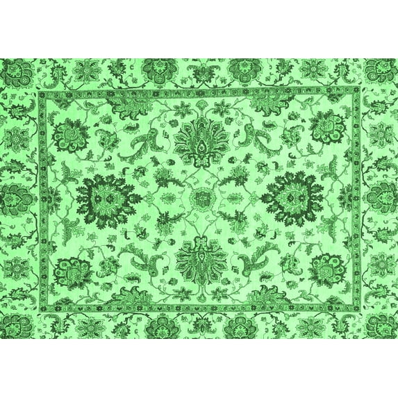 Ahgly Company Indoor Rectangle Abstract Emerald Green Modern Area Rugs, 3' x 5'