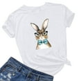 thumbnail image 3 of Pantalones Cortos para las Mujeres Sexy Pascua Moda Impresión Cuello Redondo Tee, Poliéster Ligero Casual Top para Primavera Verano Diario, Blusa de Suéter, 3 of 4