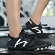 Barefoot Shoes Womens Mens Walking Hiking Shoes Wide Toe Box Breathable Water Shoes for Outdoor Beach Pool Black Size 9