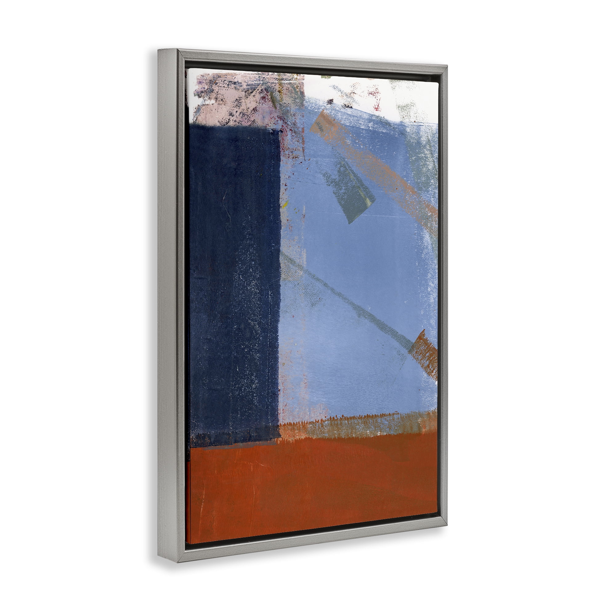 Stupell Industries Structured Shapes Abstract Abstract Painting Gray Floater Framed Canvas Art Print Wall Art, 21 x 31