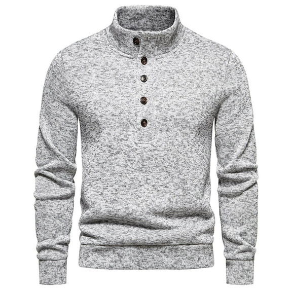 Umfun Christmas Gifts Shirts for Mens Casual Pullover Solid Long Sleeve Turtleneck Sweater Tops Blouse Gray S