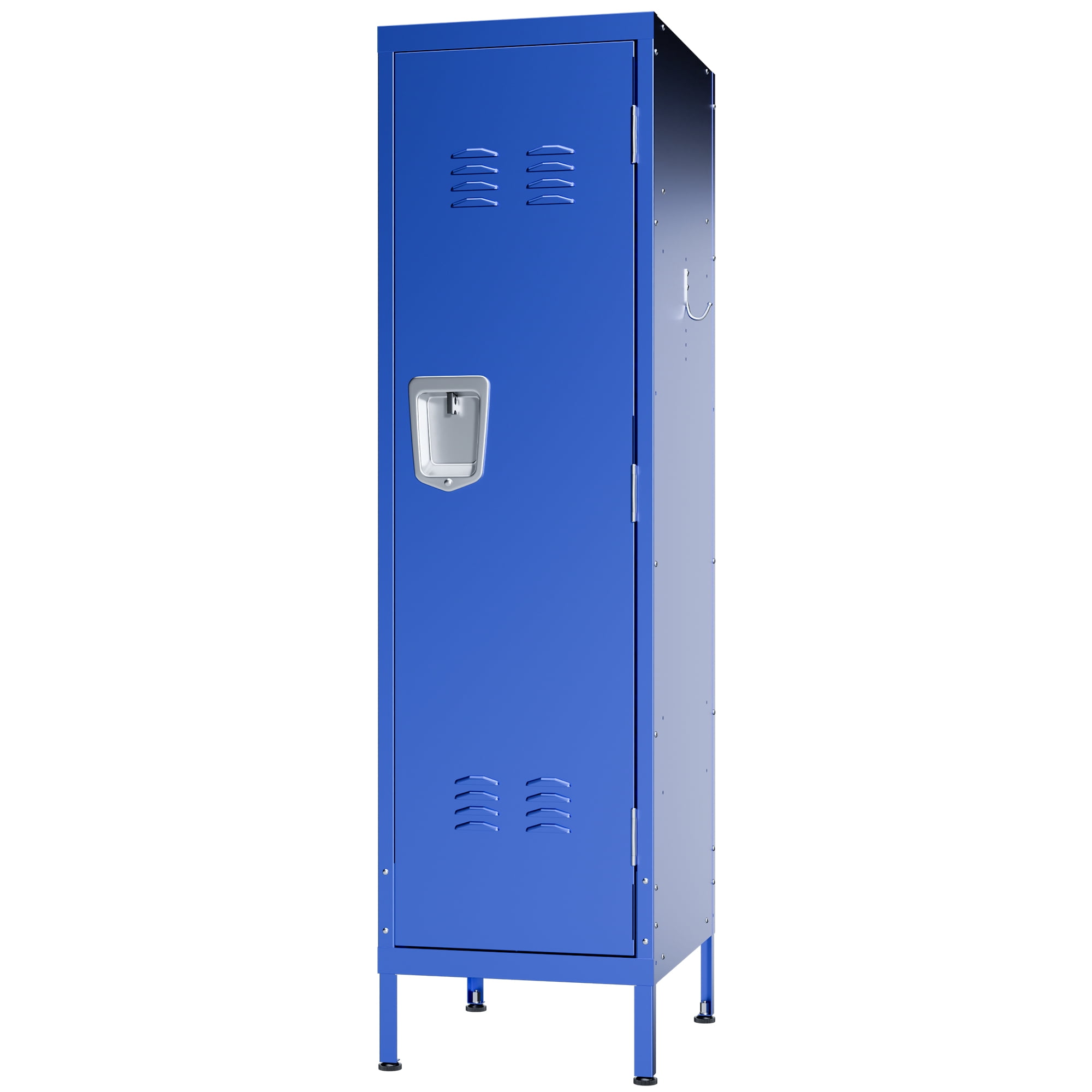 HOQBN 55" Tall Metal Wardrobe Cabinet,Waterproof Steel Clothing Storage Locker with Ventilated Door,Lock & Side Hooks,Vertical Bedroom Wardrobe for Small Apartment Home Office,Blue
