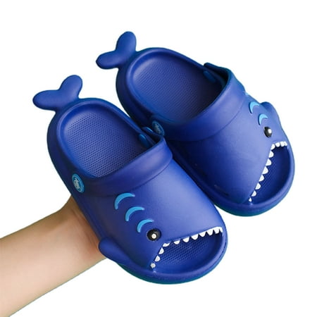 

Hesroicy Cartoon Shark Design Kids Beach Slippers Non-slip Quick-Dry EVA Material