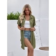 thumbnail image 2 of jinghuiyue Womens Swimsuit Cover Up Shirt Dress Button Down Short Sleeve Beach Bathing Suit Coverup S, 2 of 7