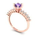 thumbnail image 2 of 1.05ct Round Cut Purple Alexandrite 14k Pink Rose Gold Engraving Statement Bridal Wedding Designer Ring Size 11, 2 of 5