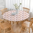 thumbnail image 3 of Pink Boho Bohemia Rainbow Shapes Dots Pattern Round Fitted Tablecloth with Elastic Edge,Dining Table Cover Waterproof,Outdoor Round Tablecloth for Camping,Dining,Indoor and Outdoor, 3 of 7