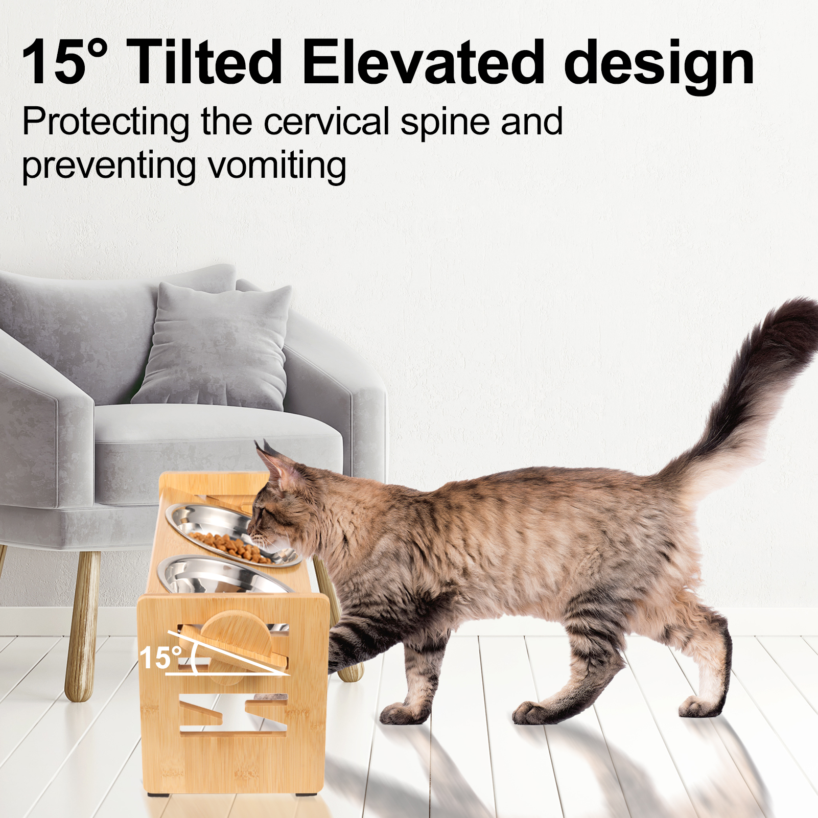 Qweryboo Elevated Tilted Dog Bowls, Adjustable 2.95-6.89" photo 4