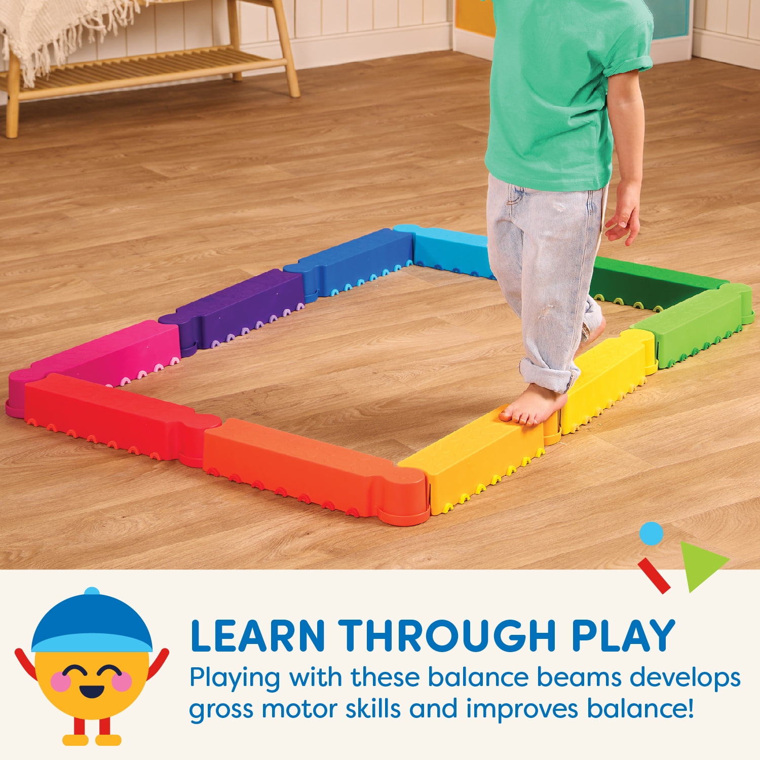 Battat Rainbow Ridge Balance Beams Active Playset with 10 Plastic Pcs, Toddler and Preschool Toys  (图5)