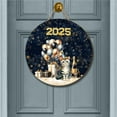 thumbnail image 2 of Happy New Year American Shorthair Welcome 2025 Balloon Firework Party Round Wood Sign Cat Lover Kitten Owner Gifts Hanging Wall Home Decor - 01014, 2 of 5
