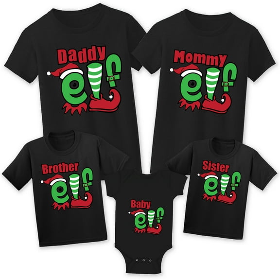 Christmas Shirts for Family - Xmas Tshirt for Matching Women Men Kid Toddler Baby - Daddy Elf Mommy Elf Brother Elf