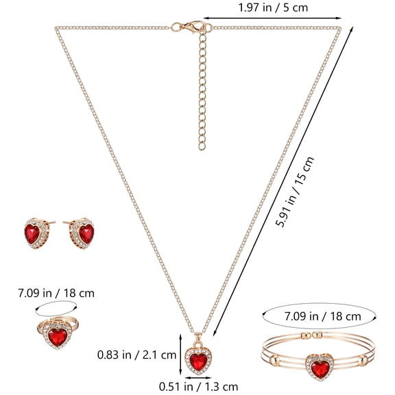 Luxshiny 1 Set of Valentines Day Jewelry Set Heart Shaped Necklace Fashion for Women