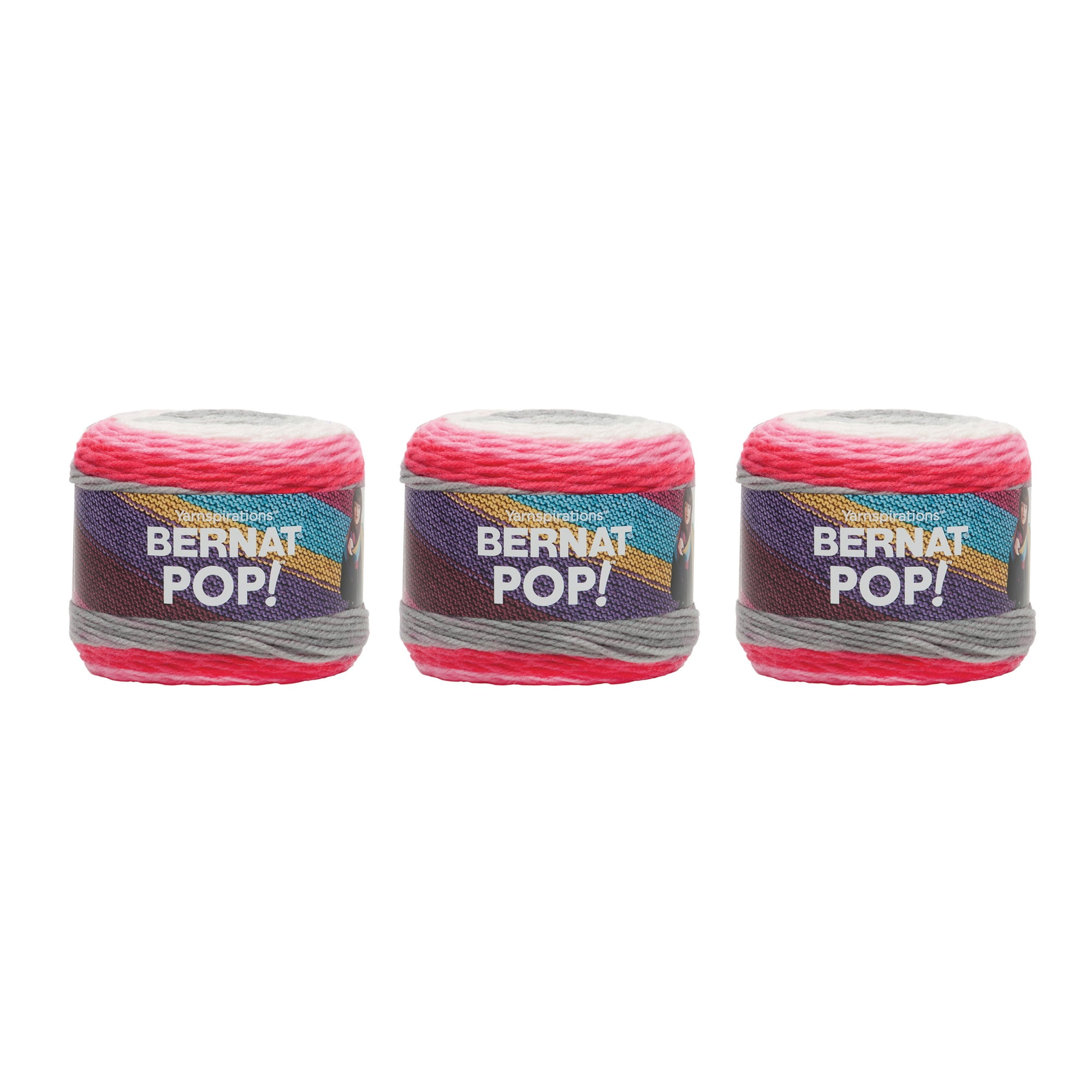 Bernat Pop Lipstick On Your Collar Yarn - 3 Pack of 141g/5oz - Acrylic - 4 Medium (Worsted) - 280 Yards - Knitting/Crochet