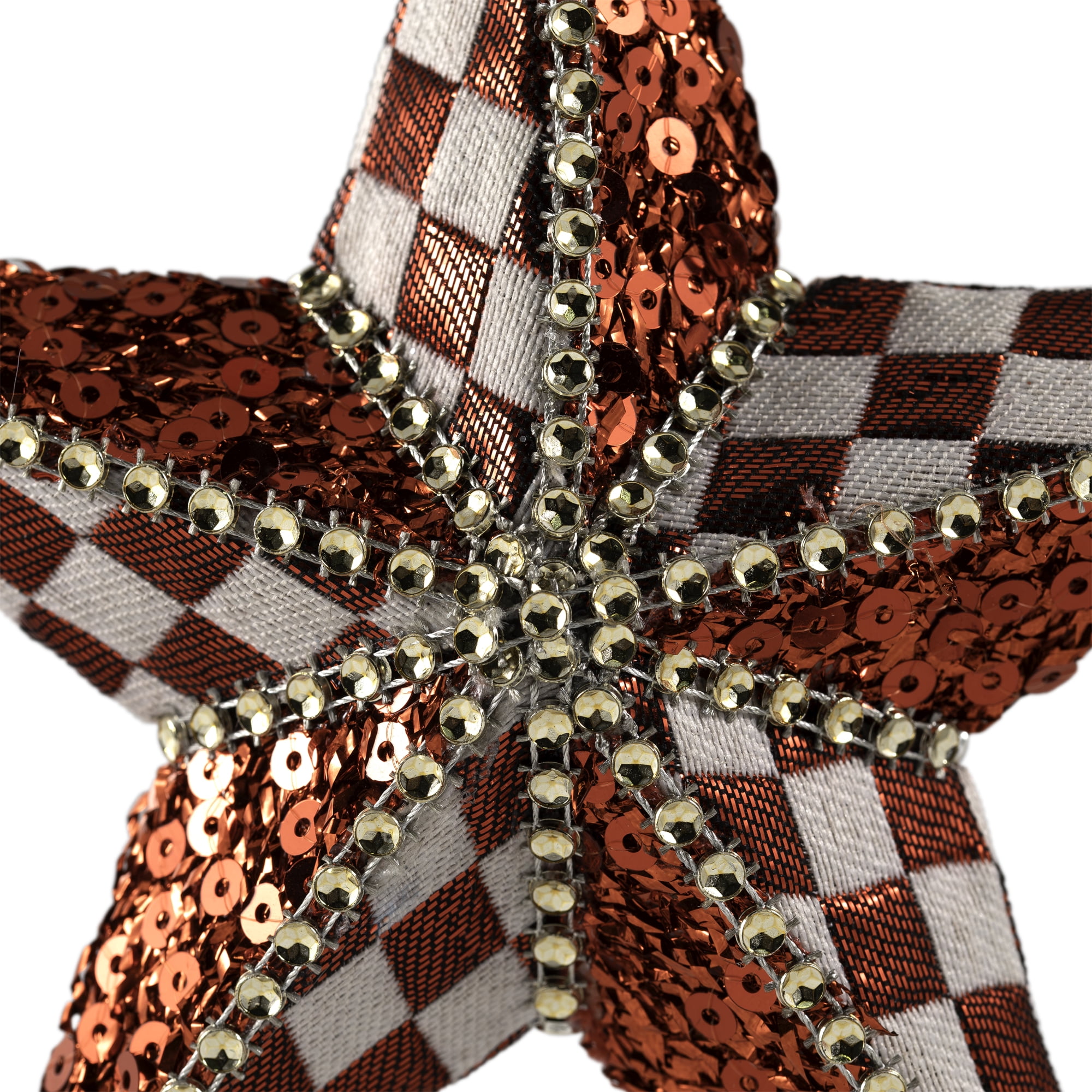 Northlight Sequined and Checkered Star Christmas Ornament -  6" - Red and White