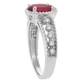 thumbnail image 3 of 14K White Gold Natural HQ Ruby Ring Oval 9x7 mm Floating Diamond Accents, size 7, 3 of 4