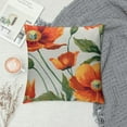 thumbnail image 2 of Wuche  Oil Painting Watercolor Beautiful Red Orange Big Poppy Flowers Summer Decorative Throw Pillow Cover Case Home Living Room Bed Sofa Car Cotton Linen Square, 2 of 5