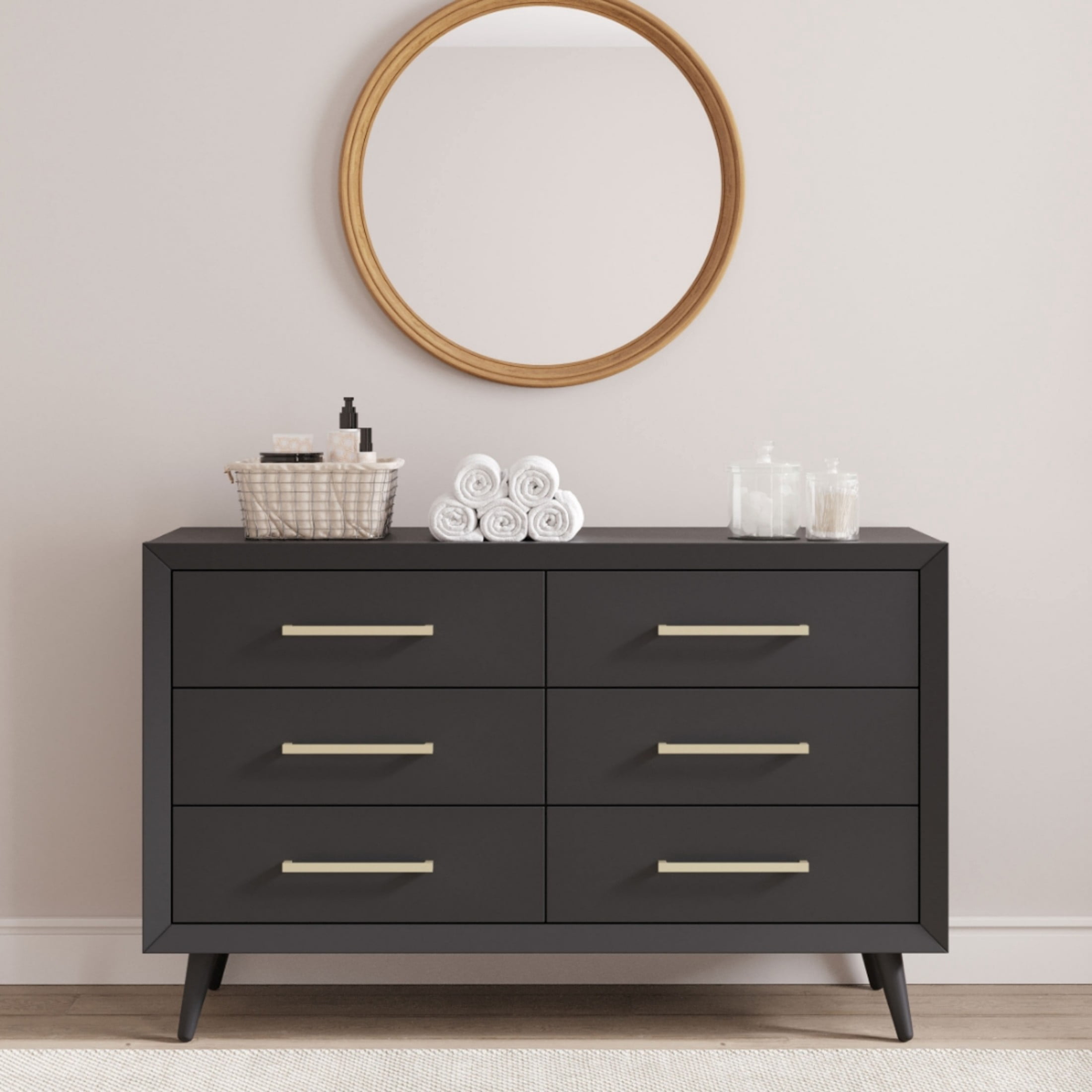 Child Craft Cranbrook Crib, Dresser & Chest Nursery Set, 4-in-1 Convertible Crib, Ebony, 3-Piece
