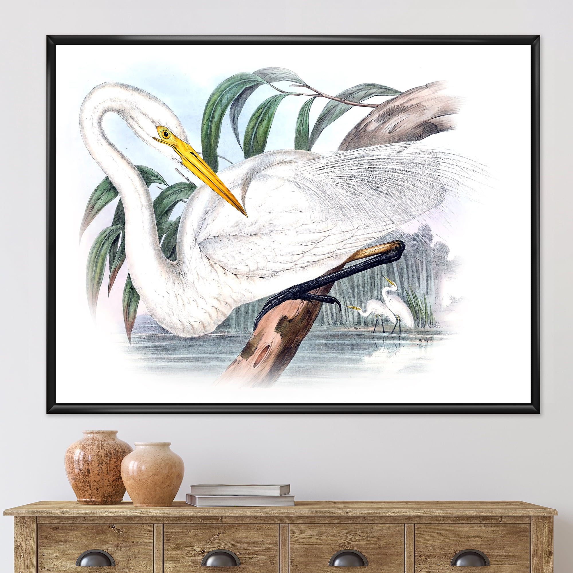 Designart 'Ancient Australian Birds IV' Traditional Framed Canvas Wall Art Print