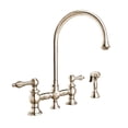 thumbnail image 2 of Whitehaus Vintage III Plus Bridge Faucet with Long Gooseneck Swivel Spout, Lever Handles and Solid Brass Side Spray, 2 of 4