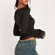 thumbnail image 1 of New Patchwork Top For Women Stylish Slim Hook Long Sleeves Crewneck T-Shirt, 1 of 8