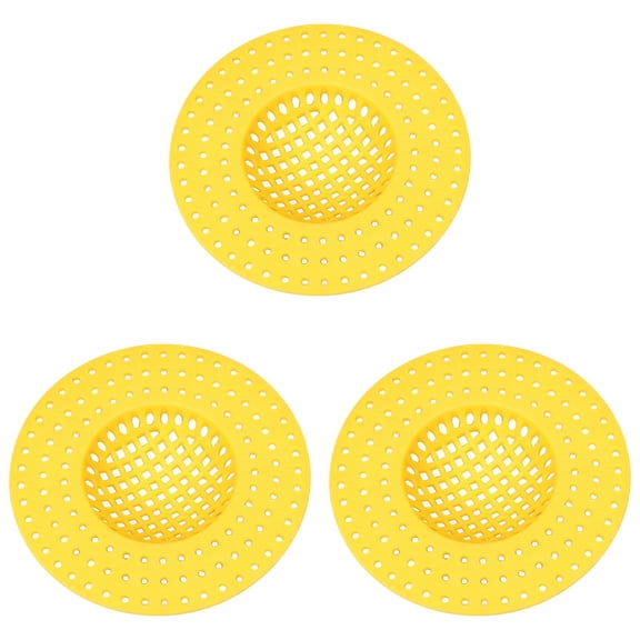 3 Pcs Drain Hair Catchers Tub Drain Protectors Shower Hair Drain Catchers Plastic Hair Stopper Floor Drains for Kitchen Bathroom RV Sink, 3.85x1.97 Inch, Yellow