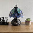 thumbnail image 5 of Tiffany Mini Table Lamp Green Blue Stained Glass Included LED Bulb Dragonfly Base for Living Room Dining Room Bedroom Bedside 12"H*8"W, 5 of 8