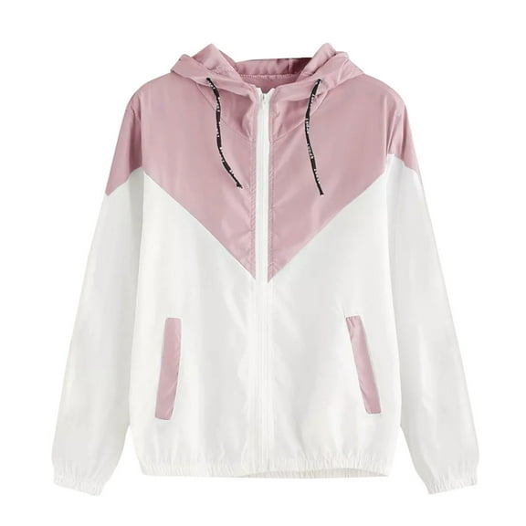 Spring And Autumn Fashion Hooded Two-Color Windbreaker Zipper Sweatshirts Pocket Long-Sleeved Light Jacket