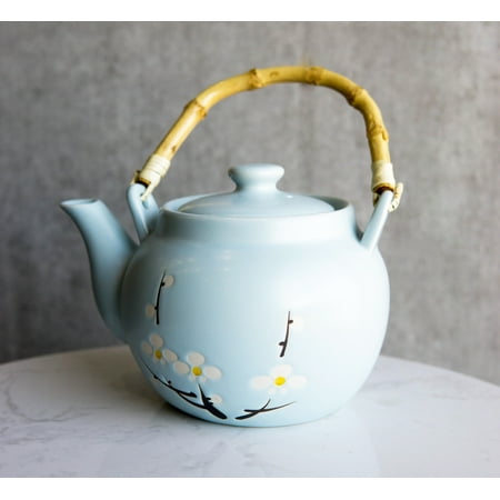 

Japanese Sakura Cherry Blossom Branches Pastel Blue Ceramic Tea Pot Teapot 40oz