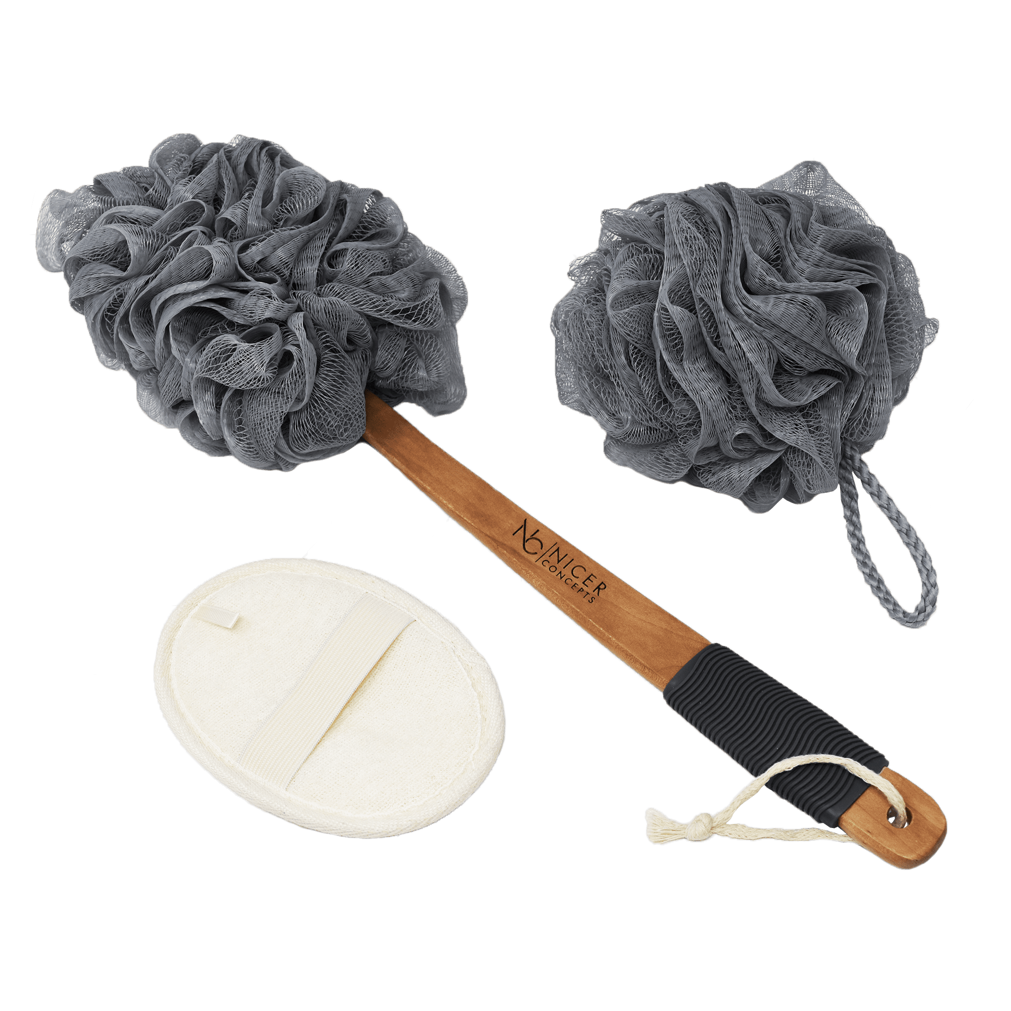 Nicer Concepts Exfoliating Loofah Set Includes Loofah Back Scrubber