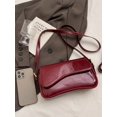 thumbnail image 3 of Women's Red Patent Leather Shoulder Bag with Curved Flap Design, 3 of 8