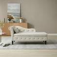 thumbnail image 4 of Aijia 60" Velvet Multifunctional Storage Chaise Lounge Buttons Tufted Nailhead Trimmed Solid Wood Legs with 1 Pillow (Beige), 4 of 6