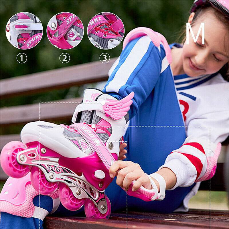 Kinder Inliner Skates Rollschuhe Roller Inlineskates Verstellbar S/M/L Outdoor 