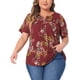 thumbnail image 1 of Blusa de mujer de tallas grandes Agnes Orinda, con cuello en V, estampado floral, de manga corta, top casual 4X rojo, 1 of 6