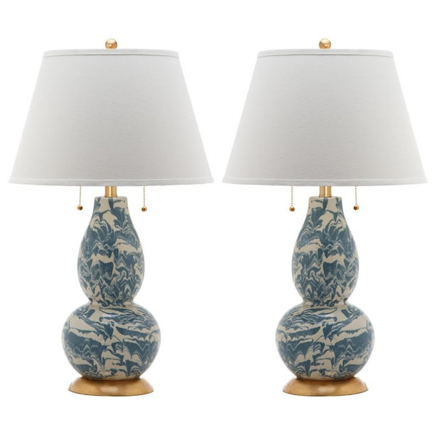Safavieh Color Swirls 28 Inch H Glass Table Lamp Set Of 2 Gold Blue White Com Safavieh Color Swirls 28 Inch H Glass, Table Lamps Gold And Blue