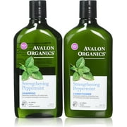 Avalon Organics Strengthening Peppermint Shampoo and Conditioner Set, 11 Ounce Each