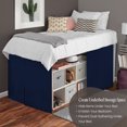 thumbnail image 3 of 34 Inch Drop Full XL Size Dorm Bed Navy Blue Solid Bed Skirt Lightweight Pleated Pattern Split Corner Premium Hotal Quality With Flexible Elastic & Fade Resistent, 3 of 6