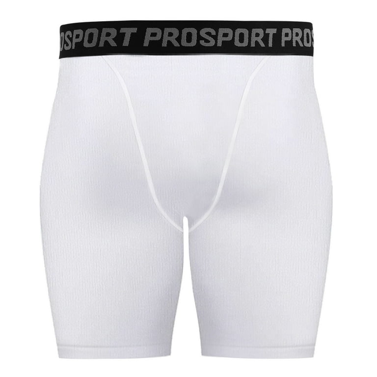Aosijia Compression Shorts Men Spandex Sport Shorts Athletic Workout Running Tights Performance Underwear White 1 Pack