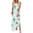 thumbnail image 2 of Vestido de verano Jeqeocafy 2025 Summer Beach sin mangas, maxi verde militar, 2 of 5