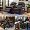 thumbnail image 6 of IPKIG Power Reclining Loveseat Sofa with Console, LED Lights, USB Charger & Cup Holders for Home Theater Living Room, 2-Seater Electric Recliner, Faux Leather Brown, 6 of 9