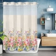 thumbnail image 6 of Spring Flowers No Hooks Shower Curtain with Snap-in Liner Country Colorful Wildflowers Field Retro Linen Shower Curtains for Bathroom, Waterproof, Easy Install, Washable 60"x72", 6 of 9