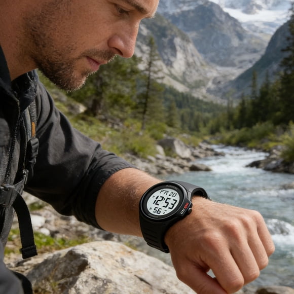 Temporizador digital para relojes deportivos para exteriores • Reloj digital de pulsera de moda • Temporizador deportivo al aire libre resistente al agua • Pantalla luminosa • Diseño ligero y duradero