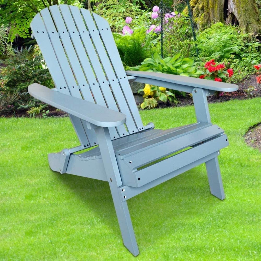 Folding Adirondack Chair Outdoor Patio Chairs Weather Resistant Plastic Fire Pit Chairs Wooden Adirondack Lounger Chair Accent Furniture for Garden Backyard, TURQUOISE