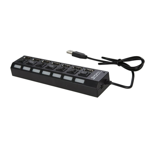 Amdohai JDL-A7 HUB USB Hub 7 Port USB 2.0 Independent Switch Indicator High Speed Ultra Slim Splitter Hub with USB Cable for Desktop Notebook USB Scanner Digital Camera U Disk USB Keyboard and more