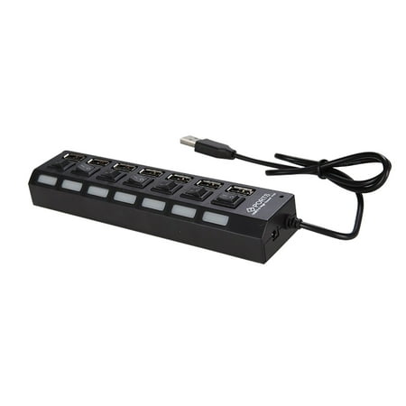 Digital Indicators Accessories - JDL-A7 HUB USB Hub 7 Port USB 2.0 Independent Switch Indicator High Speed Ultra Slim Splitter Hub with USB Cable for Desktop Notebook USB Mouse Scanner Digital Camera U Disk USB Keyboard and more