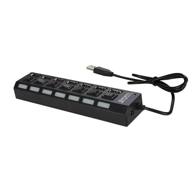 Riwcyla JDL,A7 HUB USB Hub 7 Port USB 2.0 Independent Switch Indicator High Speed Ultra Slim Splitter Hub with USB Cable for Desktop Notebook USB Digital U Disk USB Keyboard and more